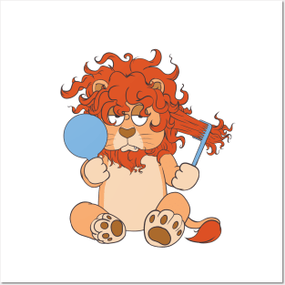 bad hair day plushie lion Posters and Art